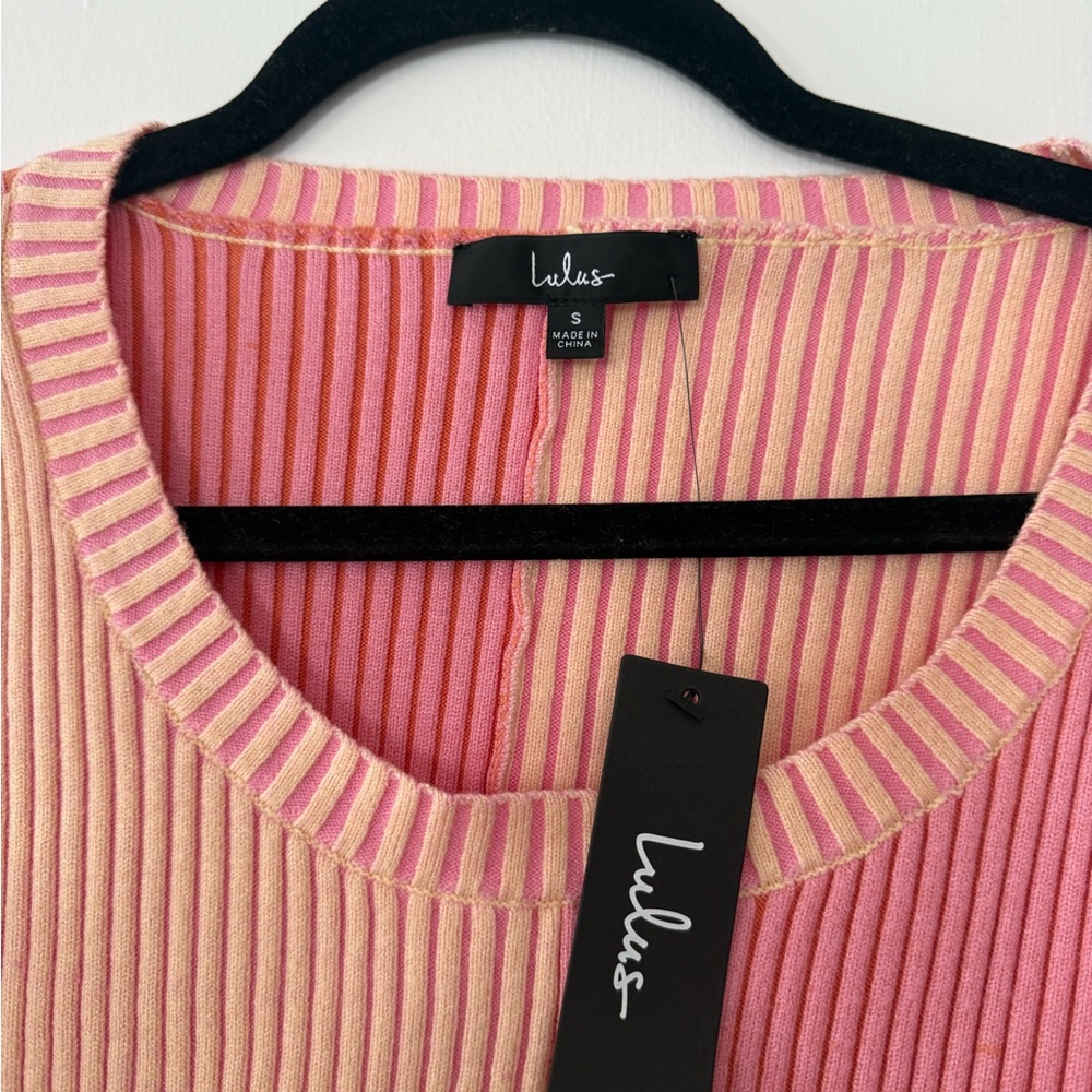 Lulu's Pink and Yellow Ribbed Bodysuit - Picture 2 of 2